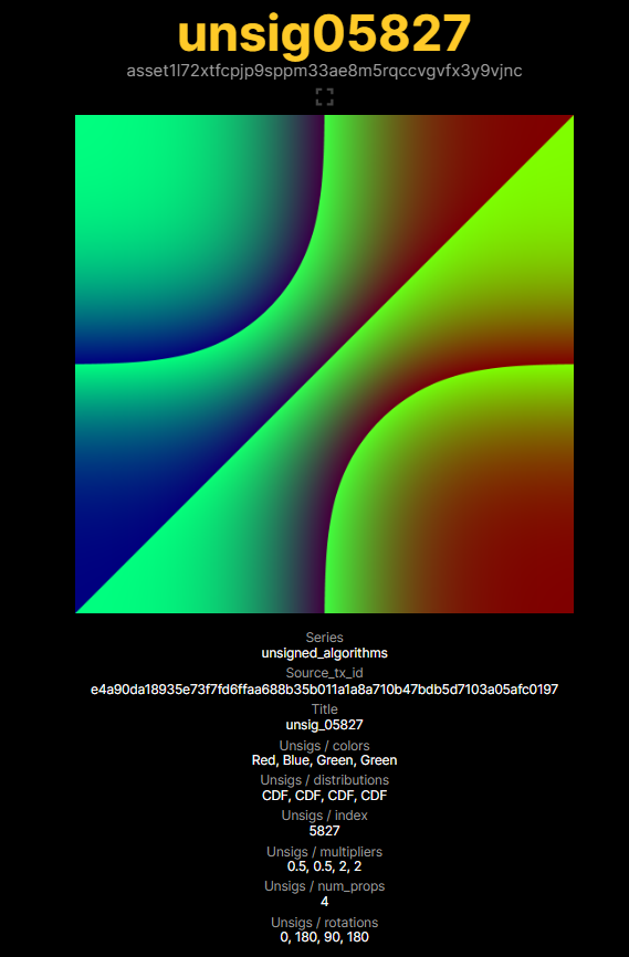 beastbrands's tweet photo. This is one of the unsigs I minted, I like the colors but never took the time to understand how the rarity / value is determined. Anyone? #unsignedalgorithms #unsigned #unsigs #nft #cnft @unsigned_algo https://t.co/RwrrkYKEfX
