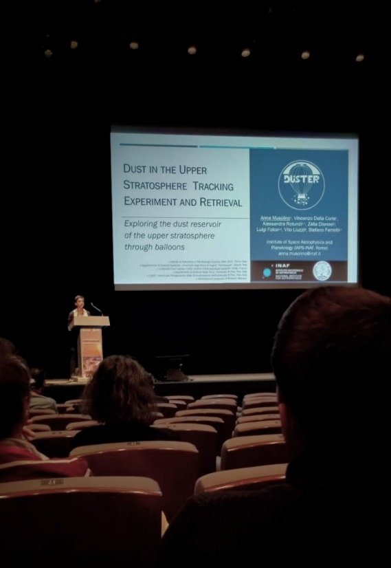 DUSTER_project's tweet photo. This week the DUSTER project was presented @ the 25th #ESAPAC 2022 Symposium on European Rocket &amp; Balloon programmes &amp; related reaserch, Biarritz (FR). #StratosphericBalloons are essential for the collection of uncontaminated extraterrestrial dust. Glad to have been part of it! https://t.co/hnxVivPAAH