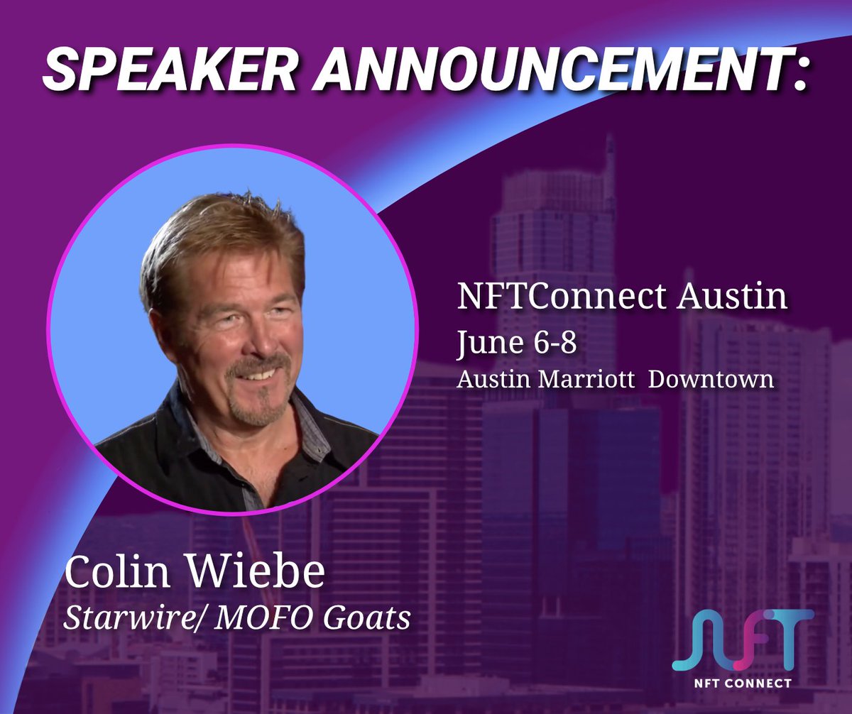 NFT_ConnectLive's tweet photo. Announcing!!

NFTCONNECT Speaker Colin Wiebe

From the Starwire/MOFO Goats 

Don't miss this fabulous speaker

@colinwiebe 
@starwireio https://t.co/URMBNp3auJ