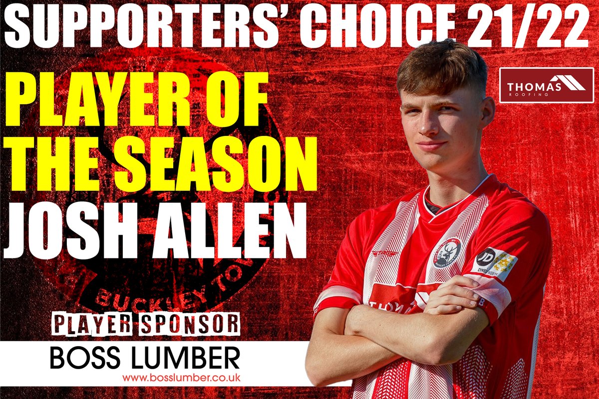 BTFCofficial77's tweet photo. Josh Allen: Supporters’ Player of the Season. In Josh’s first season in adult football his levels of consistency &amp; maturity have been outstanding. Good in the air &amp; with the ball at his feet, he’s strong, &amp; aggressive. His performances in the JD Cymru North have been remarkable. https://t.co/9CgWVwleKp