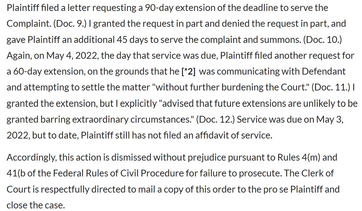The below-referenced lawsuit against Frank Ocean was dismissed without prejudice, yesterday, as Spaceman Patterson failed to timely serve a complaint and summons.