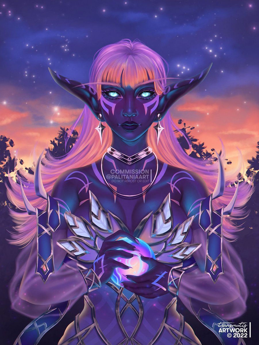 YCH done for @PalitaniaArt 💙 i love nightborne colour palettes SO much