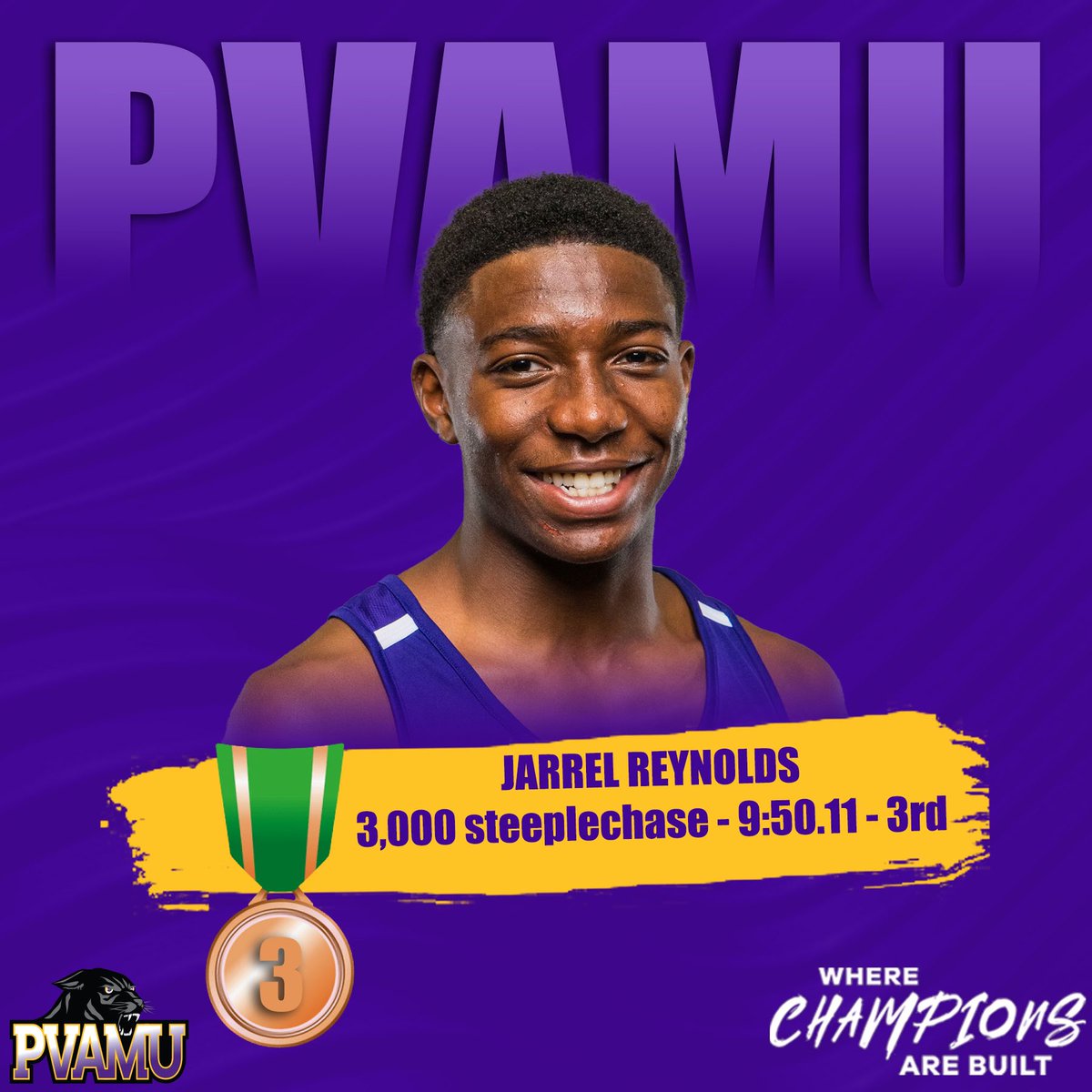 PVAMUPanthersTF's tweet photo. ๐๐๐ฉ'๐จ ๐๐ค!
Naomi Davis and Jarrel Reynoldsโs earn ๐ฅand ๐ฅin the 3,000 steeplechase!
#pvamutf ๐จ https://t.co/ec0CzrHEg8