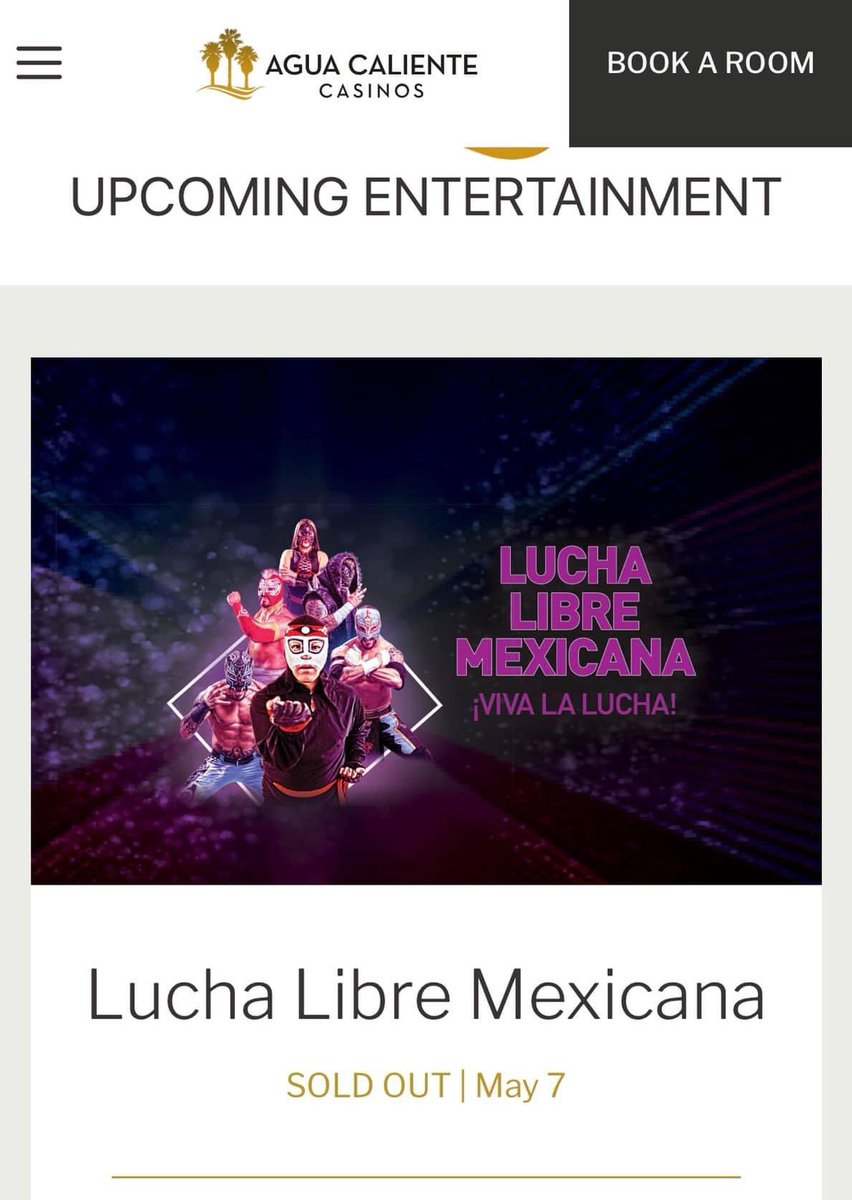 Join us today at @AguaCalienteCC - LIMITED tickets will be added today! This is our 3rd sell out in advance of an event at Agua Caliente! Join @Octagon_real @BaronessMxli @rey_horus and more LIVE in the SoCal desert!