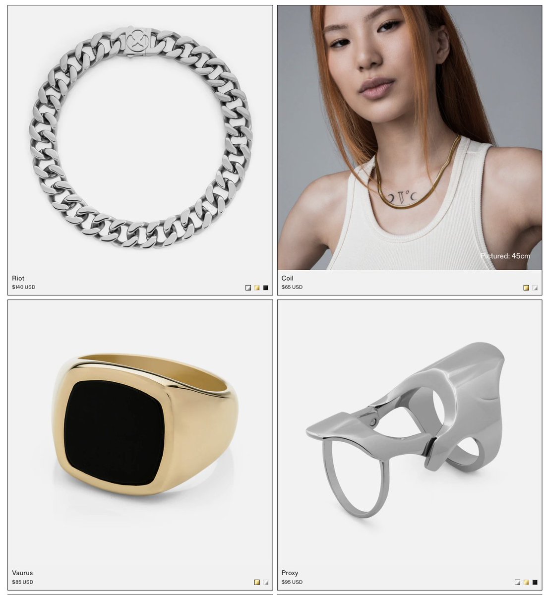 Vitaly is one of the first modern jewelry brands that caught my attention, because they were doing a new product drop every week. This is an email/social marketing strategy I'm a huge fan of and feel more should adopt versus bigger collection drops. Smaller attention bites!