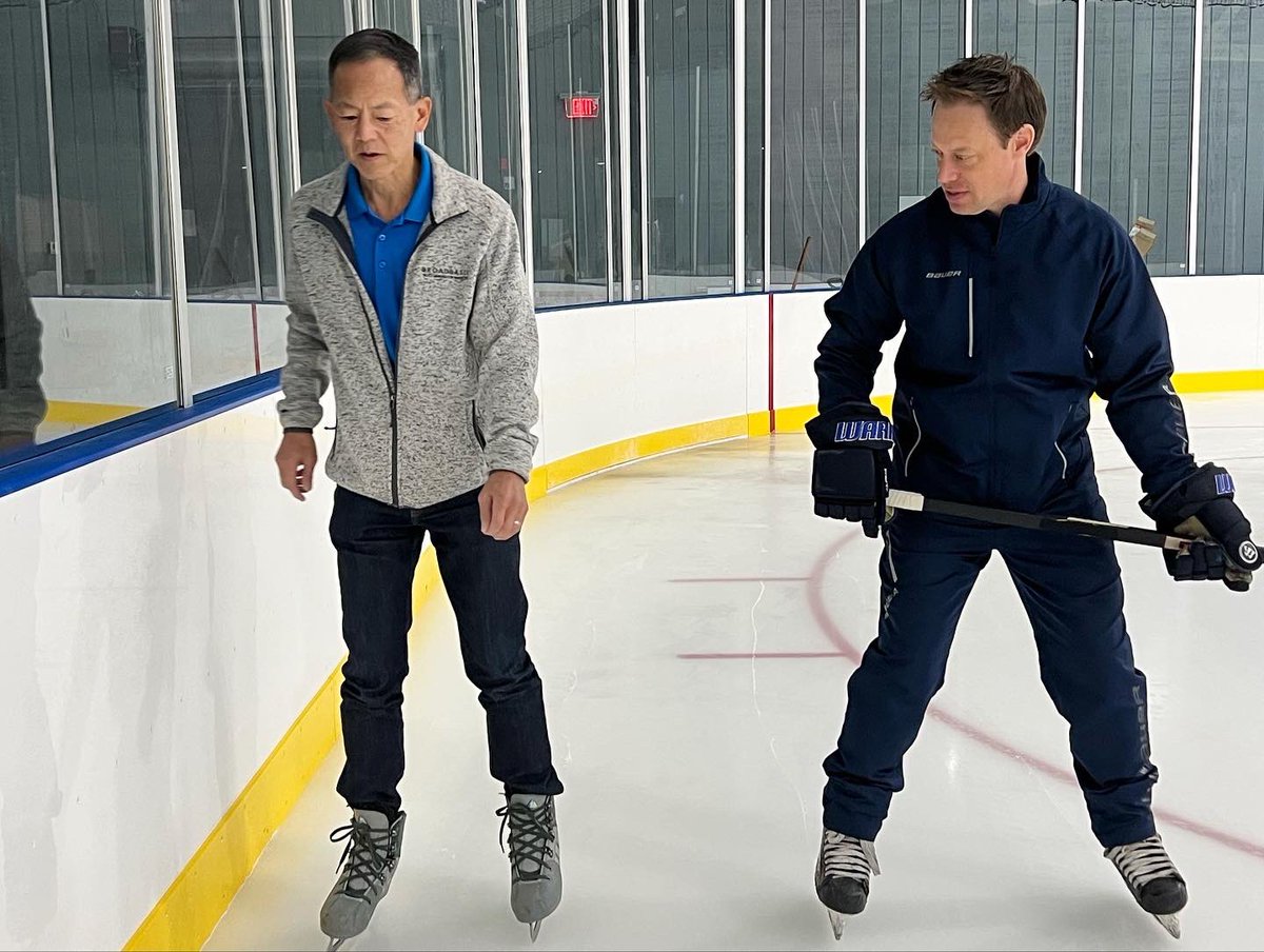 The first skate on the new ice surface is in the books ✔️Thank you @commfirstcu President/CEO, John Hirabayashi, and Dir. of Community Affairs, Missy Peters, for breaking in the ice with us this morning!