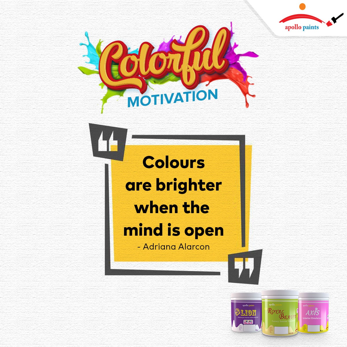ApolloPaintsNP's tweet image. “Colors are brighter when the mind is open”- Adriana Alarcon 🙂
.
.
.
.
.
#ApolloPaint #Motivationalquoteoftheday #ColorfulMotivation #Painting #Nepal
