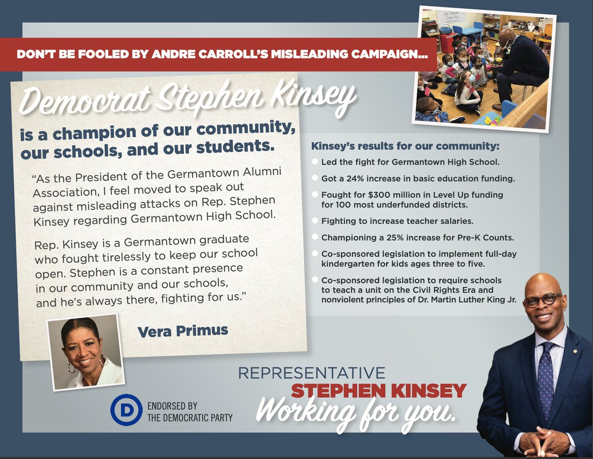 StephenKinseyPA's tweet photo. Ms. Primus know Stephen Kinsey and knows he is a champion for our kids, our schools, and our community. https://t.co/6ea4ekCOB1