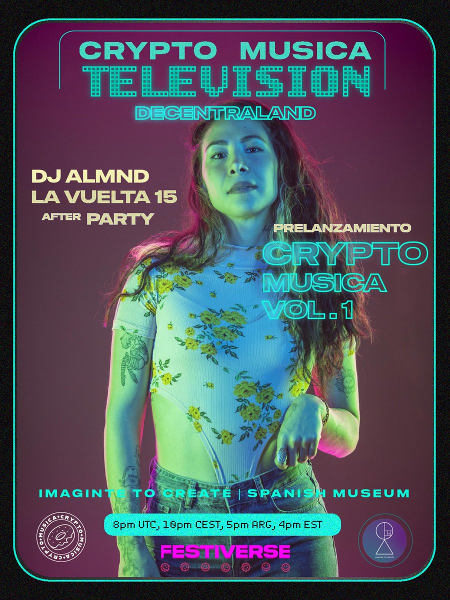 Imaginers hoy es día de <a href="/LaVueltaDCL/">La Vuelta</a>  🙌🙌 

Y en la After Vuelta Party contamos con una participar muy espacial de <a href="/crypto_musica/">Crypto Música XYZ</a> con <a href="/oyealmond/">Almond</a> para reventar el escenario de <a href="/SpanishMuseum/">Spanish Museum</a> 🔥🔥🔥