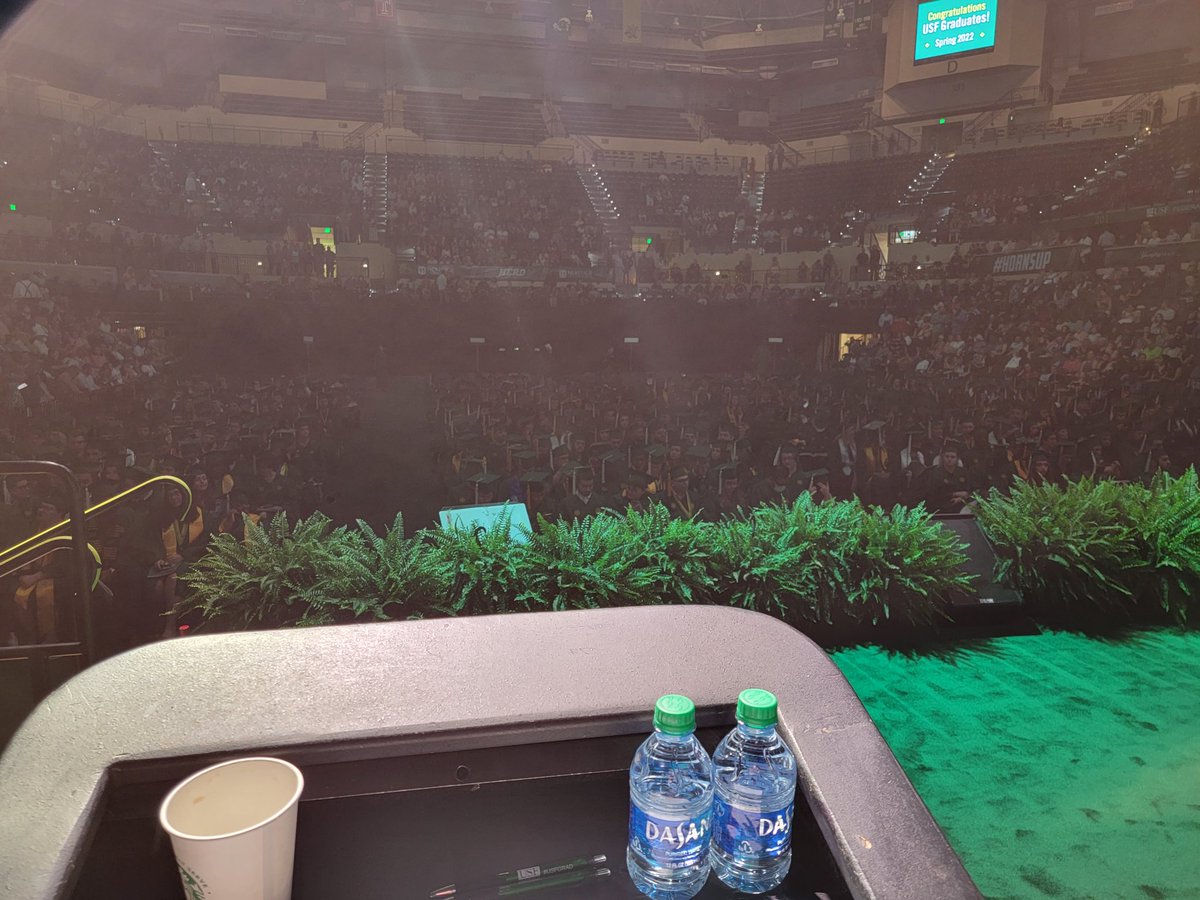 wusfschreiner's tweet photo. Once more into the fray. Reading between 2500-3000 names at USF Commencent today &amp; tomorrow.

Congratulations to former @wusf interns @msloizou &amp; @jmannarea who graduated this morning, and former intern @ComberWilen who graduated from UF last weekend!

#usfgrad #usfgrads https://t.co/TqMTXhYbOY