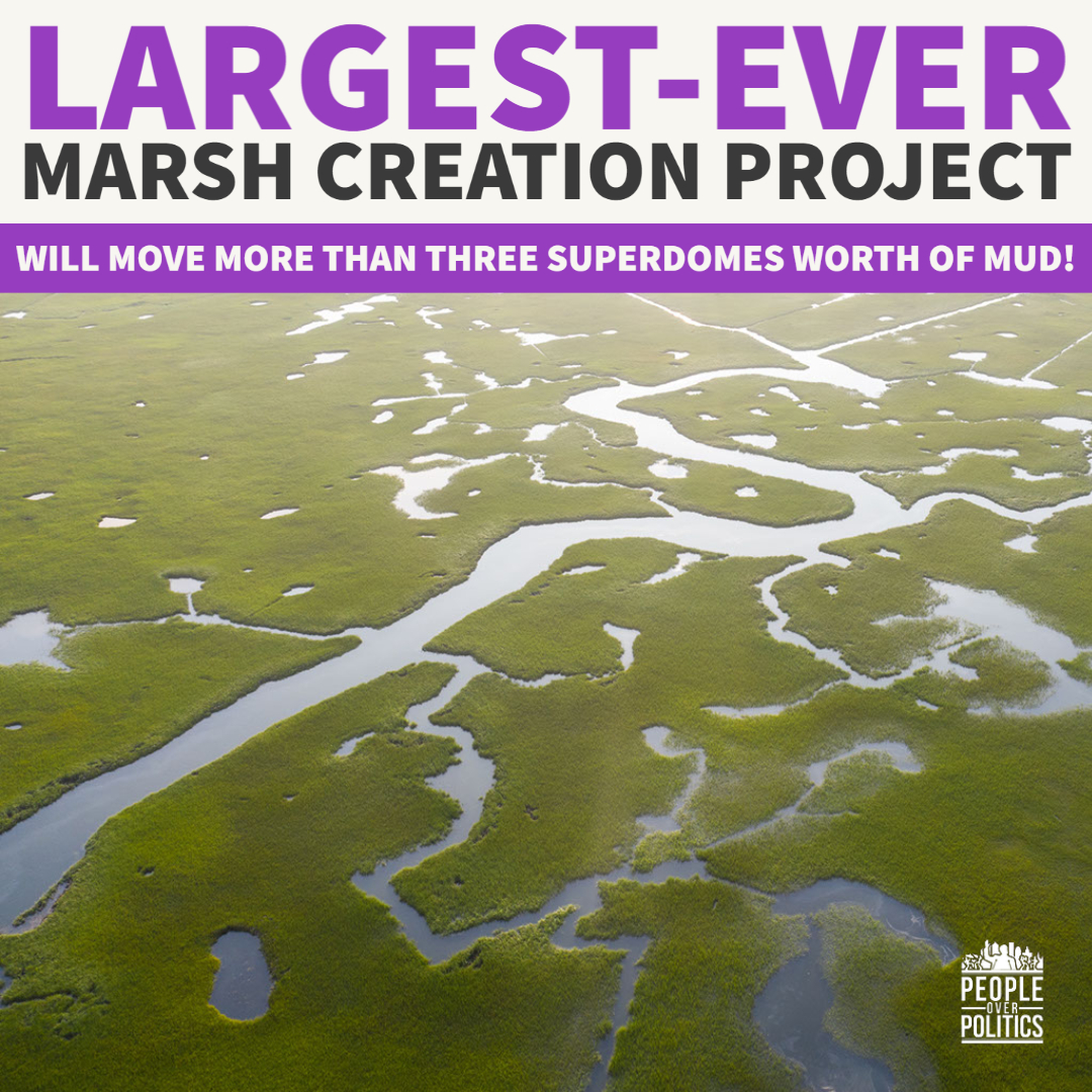 PeopleOverPoli1's tweet photo. @FOX8NOLA shares a video rundown of Louisiana's LARGEST-EVER marsh creation project in St. Bernard parish! The 2,700-acre project near Lake Borne will move more than three Superdomes worth of mud 😲

SEE FULL VIDEO HERE 👉https://t.co/lbObne1fiy

#nolanews #peopleoverpolitics https://t.co/h7FBTigTLt