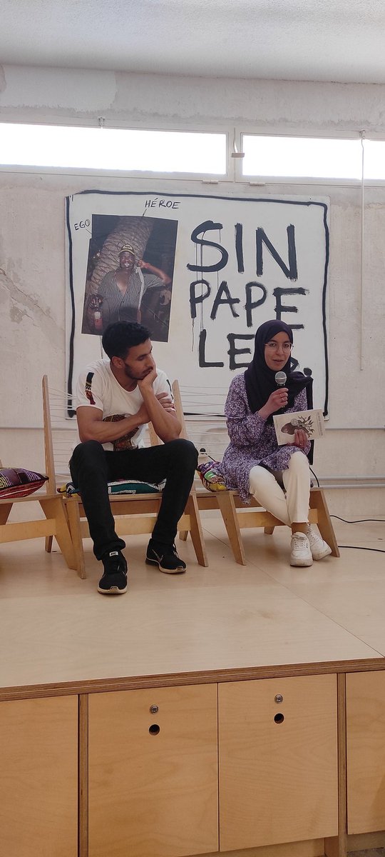 ymouled's tweet photo. Estamos en @EspacioAfro en la presentación de "Almas inefables" de Fátima Charkaoui y Jamal El Anbi, en la también presentación del proyecto @SLMargens. https://t.co/yUjTgIIdA7