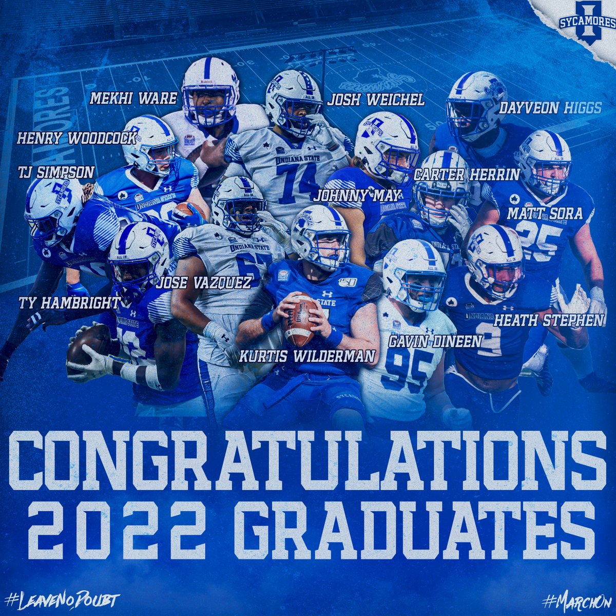 IndStFB's tweet image. Congratulations to our guys receiving their diplomas today with #Classof2022 #Sycamores22 #IndState

#MarchOn | #LeaveNoDoubt