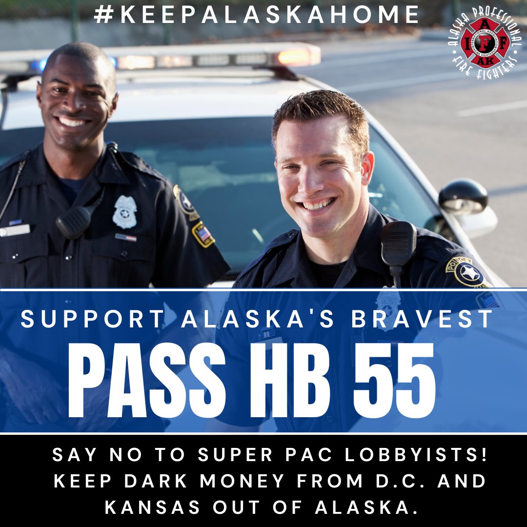 AKPFFA's tweet photo. There is so much bad information out there about #HB55
Money is coming from outside Alaskan filling your in boxes and mailboxes. These PACs have a blank check
This bill is simple, a secure retirement keeps our first responders in Alaska.
#KeepAlaskaHome https://t.co/llHJowlppe