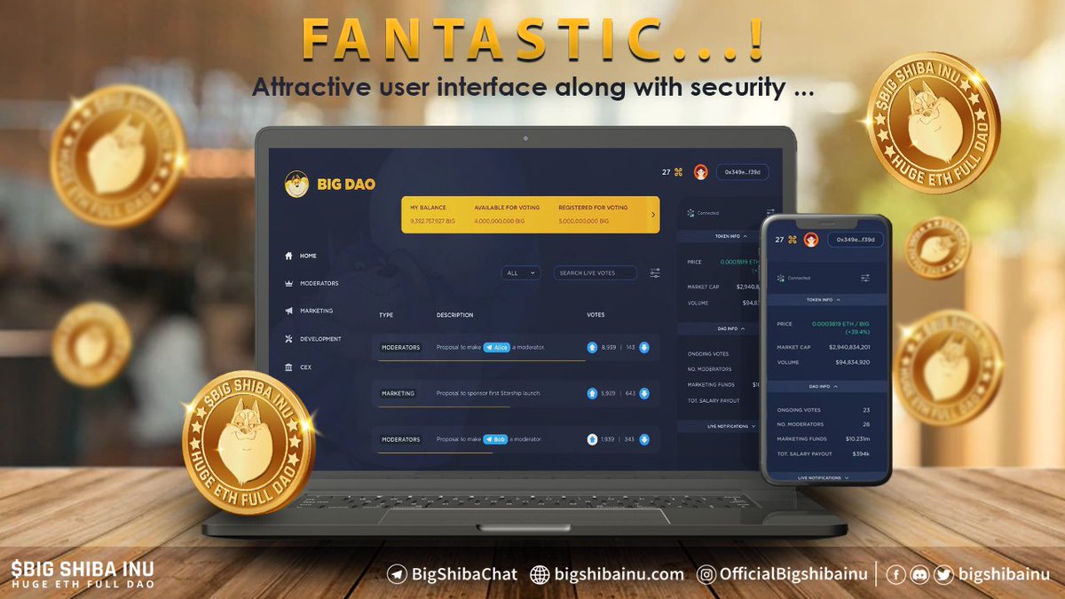 Ste_Cha78's tweet photo. Launching Soon 🚀

The worlds BIGGEST #SHIB 

  🐕 - BIG SHIBA INU - 🐕

    #HUGE #ETH #DAO 

TW - @BigShibaInu 
TG - https://t.co/NlgjcFoGoO 

Check out the UI it’s WOW https://t.co/VJ9x4ZNJXM