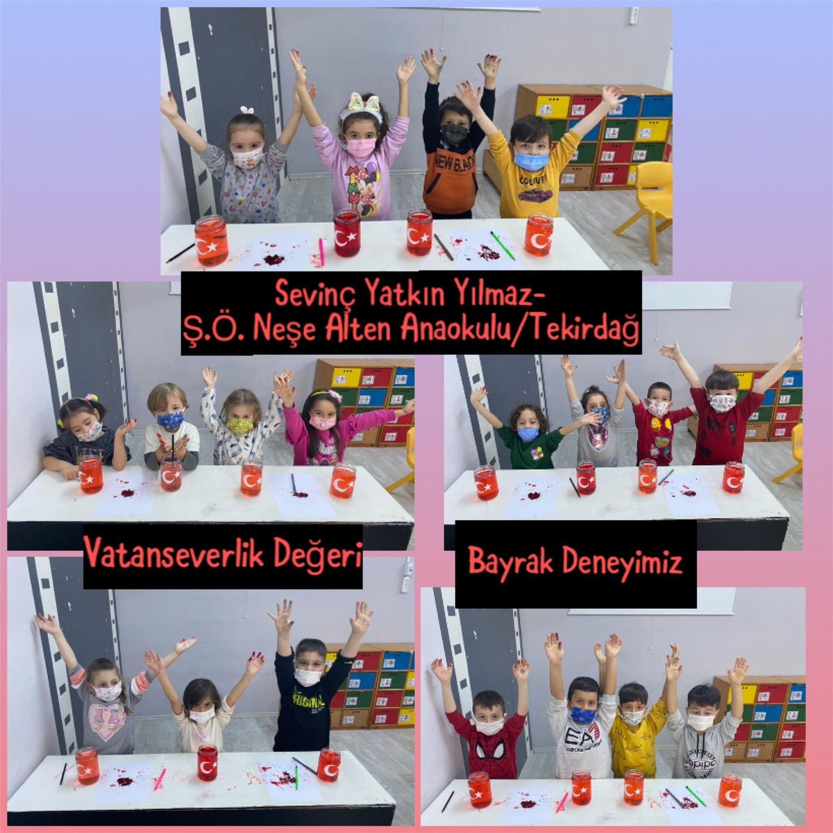 SehitNese's tweet photo. Menekşe sınıfı Sevinç Yatkın Yılmaz rehberliğinde”Değerlerimi Öğreniyor,Hayata Renk Katıyorum”projesi ile Çocukların sevgi,saygı,sabır,tutumluluk,vatanseverlik,sorumluluk,yardımseverlik değerlerini öğretmek amacıyla proje etkinliklerini tamamladılar. https://t.co/2dgOoHjUwi