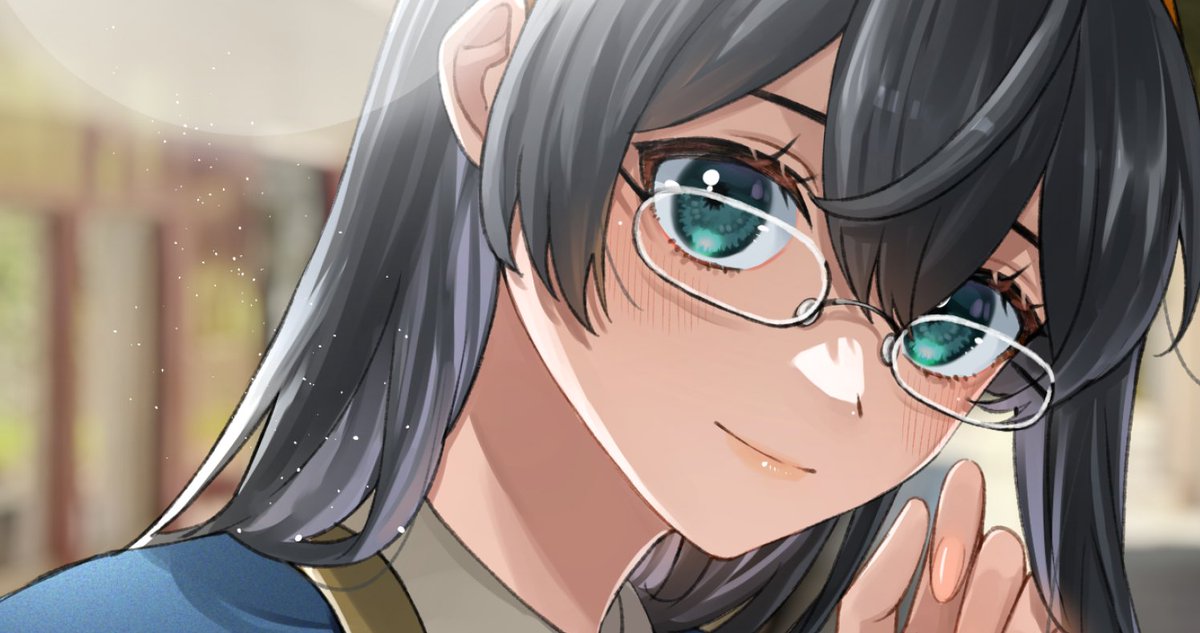ooyodo (kancolle) 1girl solo black hair glasses long hair hairband looking at viewer  illustration images