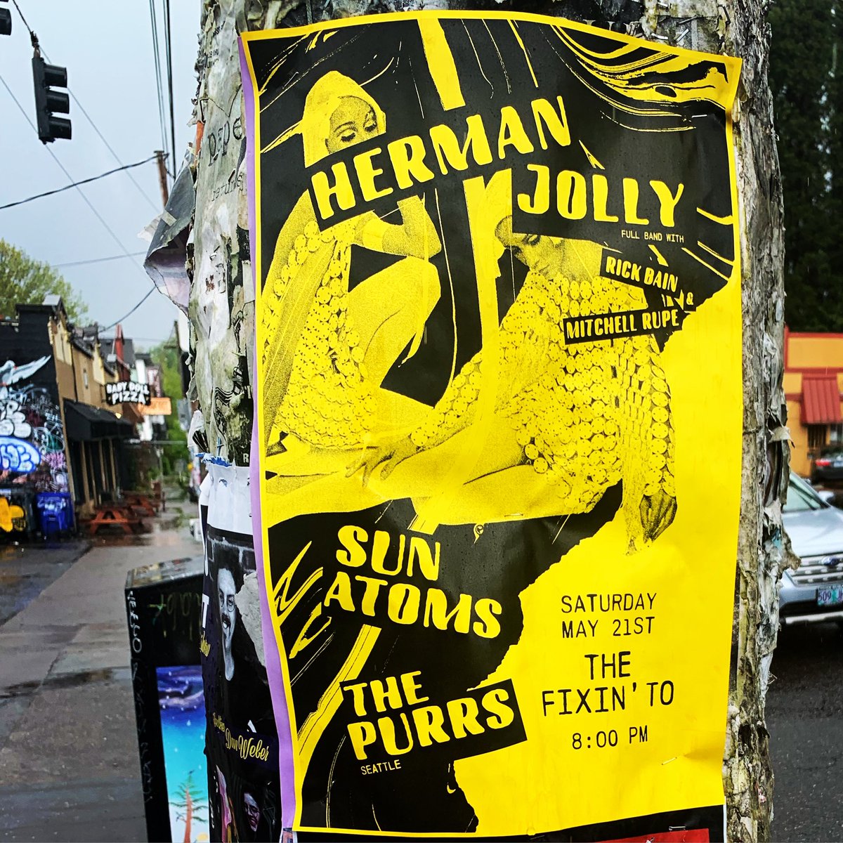 2 weeks away! 
Herman Jolly (full band with <a href="/rickbain/">Rick Bain</a> &amp; 1776er @2345mitch ), Sun Atoms, <a href="/ThePurrs/">The Purrs</a> (Seattle) at <a href="/thefixinto/">The Fixin' To</a> door @ 7pm, music @ 8pm, 
•ticket link:
linktr.ee/SunAtoms