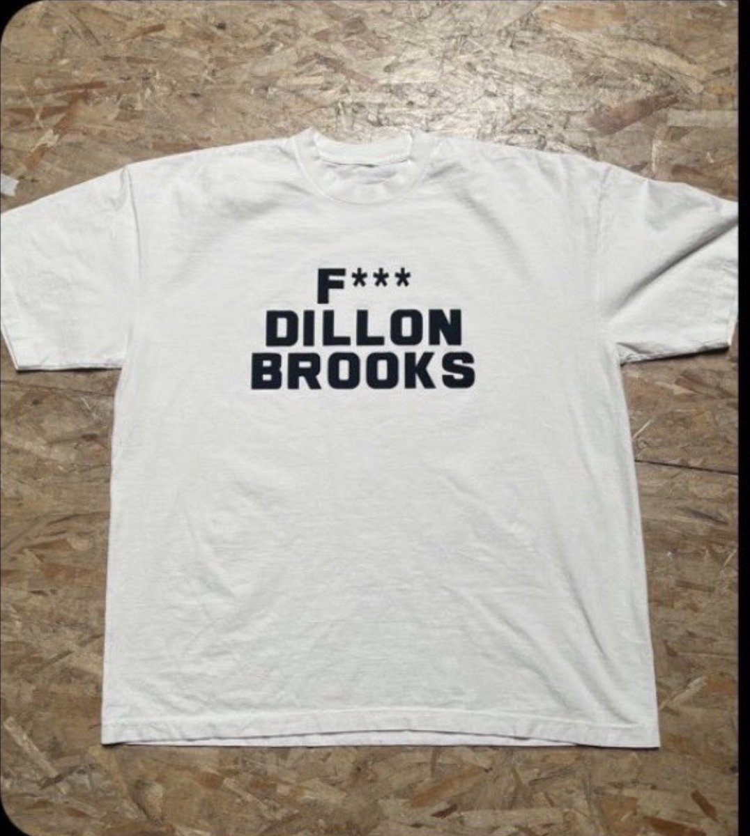 jmay11's tweet photo. It’s sweet of GSW fans to make “Free Dillon Brooks” shirts, but I don’t know why they censored it. https://t.co/6pFdwipwlF