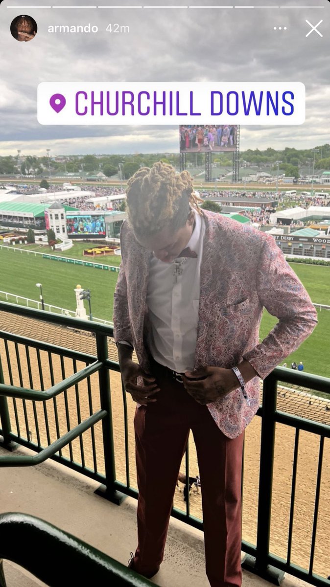 RossMartinNC's tweet photo. #UNC star big man Armando Bacot is living his best life — at the Kentucky Derby at Churchill Downs today. https://t.co/uA9xIzNW3L