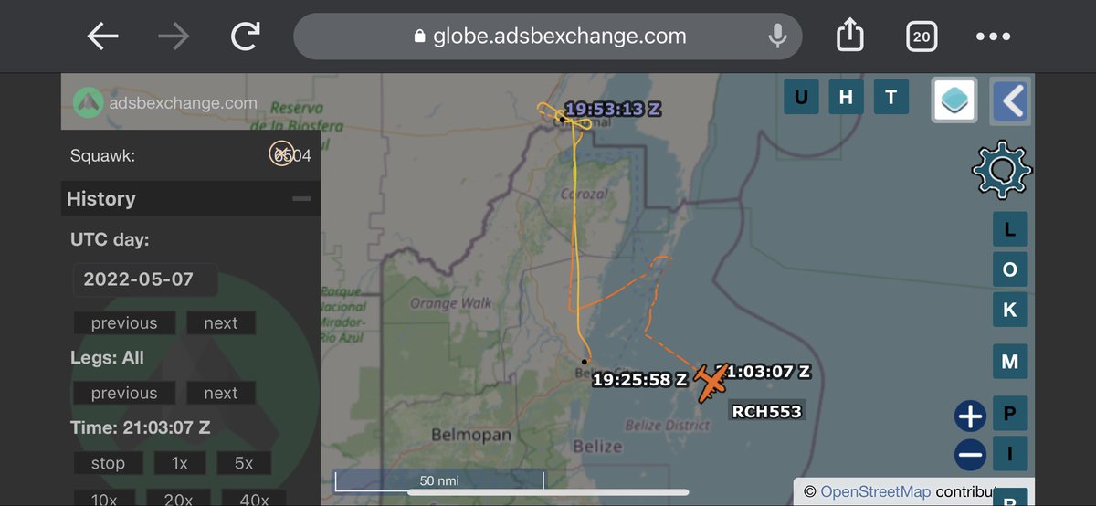 TheSnoopySnoop's tweet photo. #RCH553 🇺🇸
#ADFEA0 C-130H Hercules 94-7320 USAF
Looks like it got airborne from Belize and did a quick stop at Chetumal, Mexico (quite unusual) and flying low at 500ft for some time.
Possibly heading to Honduras but not 100%
#haveglass #planespotting #AvGeek #milair https://t.co/LrfsHxANIk