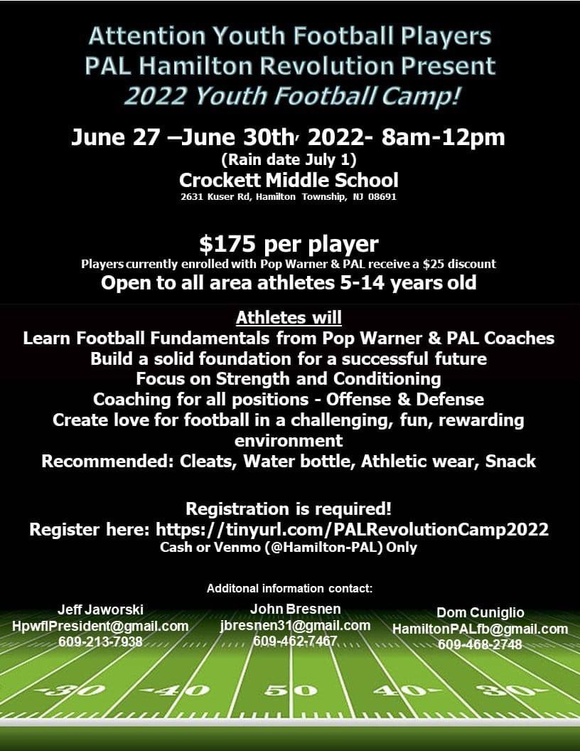 Our next fall season registration is June 6th.  Our June 27 camp is open to any and all athletes! Questions or concerns, just call us! #weareonehamilton