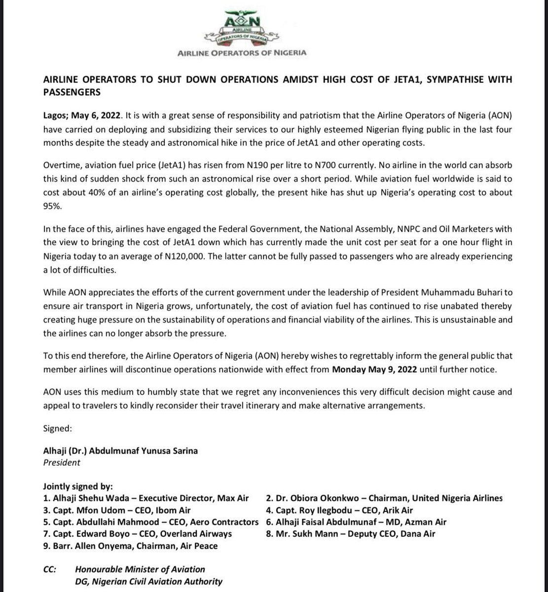 CEOAero's tweet photo. Urgent information to all our esteemed customers. 

…be rest assured we would be back like we never left.

#thereliablewaytofly
#flyaero #Explore
#Travel #Airline 
#aviation https://t.co/2h9ENB820Y