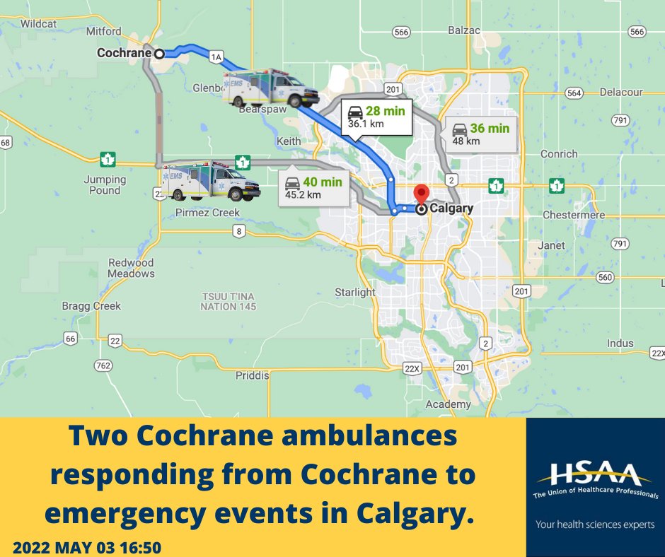 HSAAlbertaEMS's tweet photo. #HSAAEMS #LongResponse #Calgary #Cochrane #yyc #ableg #ABHealth #AHS #yourEMS https://t.co/Dm5e32MePe