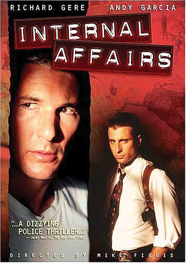 Internal Affairs (1990) follows an LAPD detective attempting to take down an extremely intelligent and psychopathic officer who created an empire of corruption to provide for his multiple wives possibly dozens of children. True thriller.