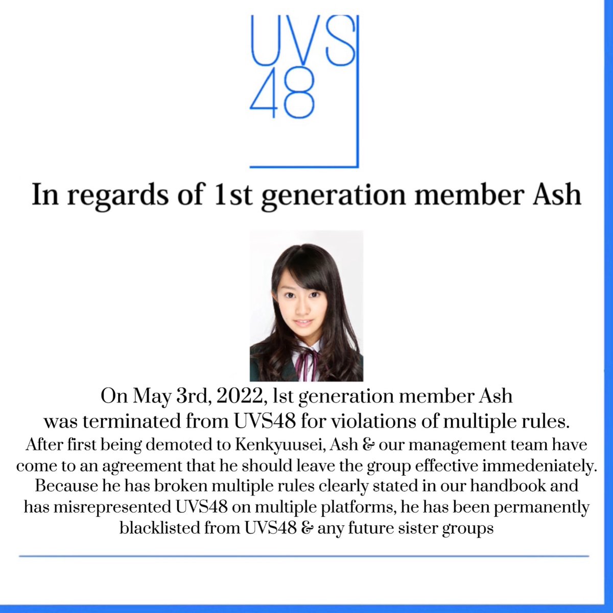 ⚠️NOTICE REGARDING 1ST GEN MEMBER ASH⚠️