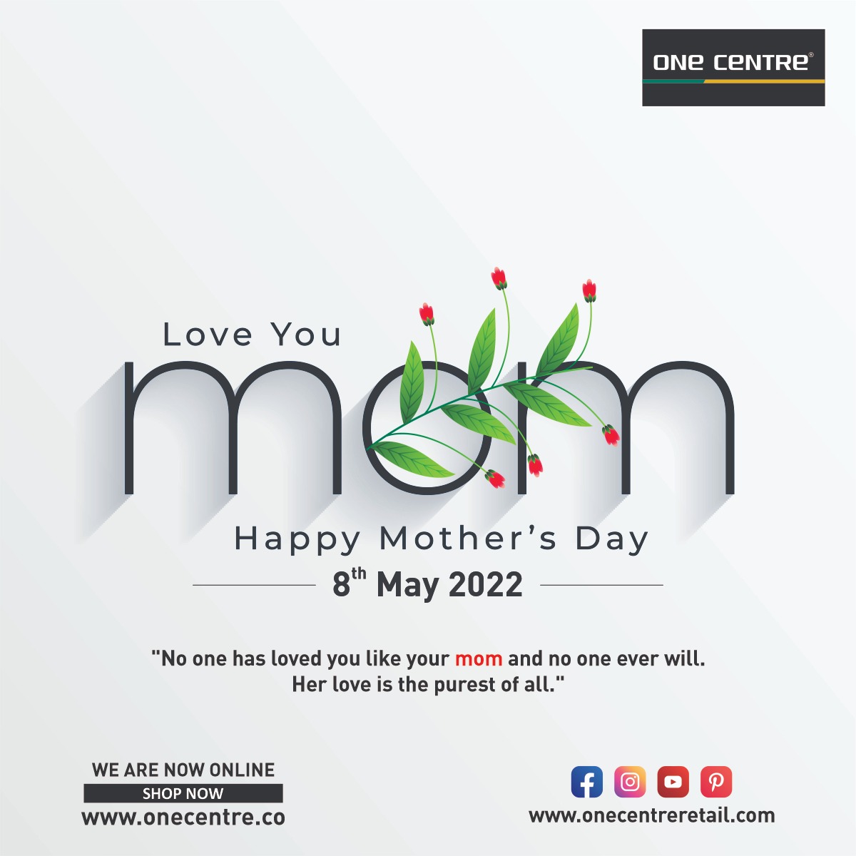 OneCentreIndia's tweet photo. Mom, thank you so much for everything you’ve done for me. I love you! Happy Mother’s Day! https://t.co/RRAt3vQlcn