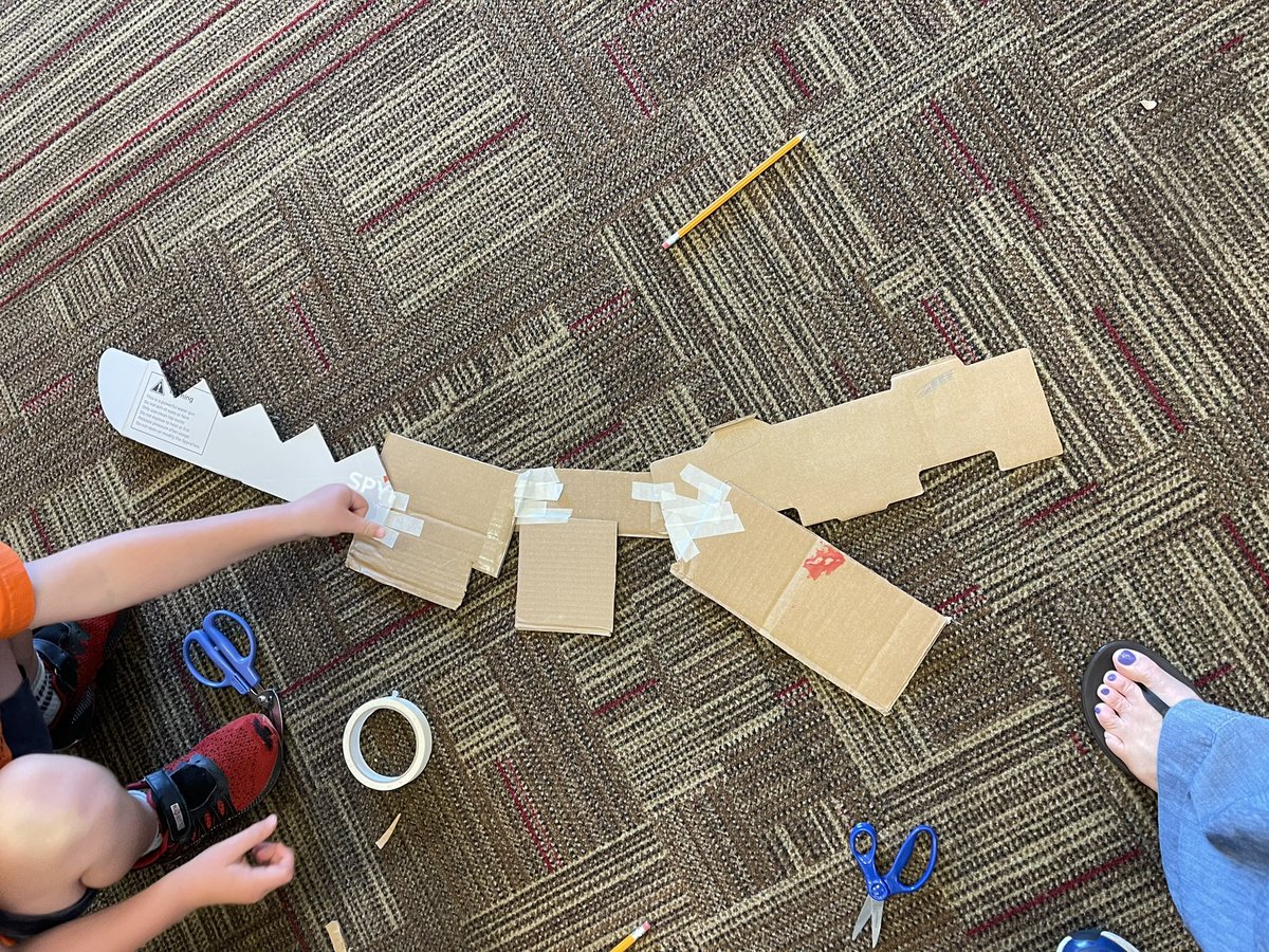 MsRosie_library's tweet photo. Me: Whatchadoing?
S: Oh just building an alligator.
Me: Cool, need any help?
S: Nope, I got this.
π₯°π₯°π₯°π₯°π₯°π₯°π₯°ππ½ππ½ππ½
#makerspace #primary #hecandoit #jobhereisdone #library #cardboardscissors https://t.co/zjwx9Qvjcn