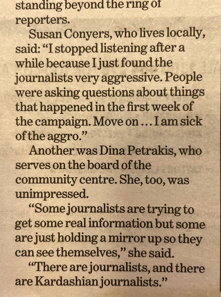 fionaparker1's tweet photo. Just catching up with this one from yesterday’s Age, quoting bystanders listening to the press pack ask Anthony Albanese questions on Friday.
Says something that the public is frustrated at the journos and not the politician(!)
#auspol #ausvotes https://t.co/6r7XYeGdlK