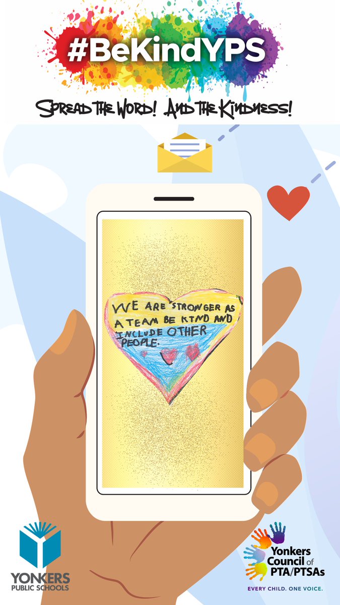 YonkersSchools's tweet photo. Are you ready to take the #BeKindYPS Challenge?
🌟 Show what #kindness means by creating a #TikTok #Reel #artwork
🌟 Work on your own or a group
🌟 Deadline: 5/14/22
🌟Open to all #YonkersPublicSchools students
📣 Spread the Word! And the Kindness.
Deets: https://t.co/7KRUey48ai https://t.co/fnzNugTUjM