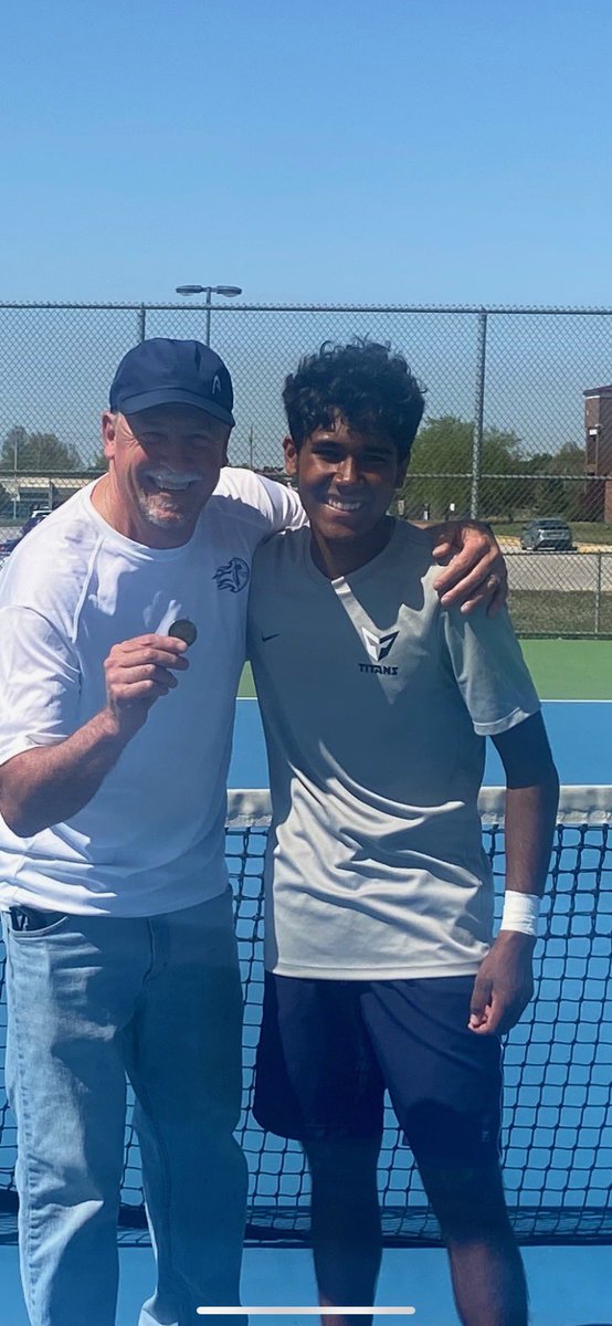 LSWTennis's tweet photo. Words can’t describe how proud we are of this young man! District Singles Champion! Arnav will look to make another run at top 4 state finisher like he did last year on May 19th and 20th. https://t.co/9rtx6OGUxS