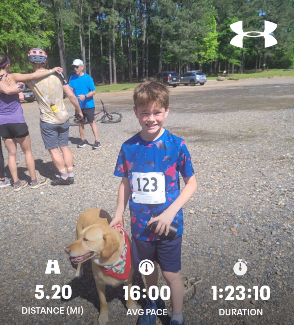 dade_wilson79's tweet photo. So my father in law has been taken my 10 y.o. son trail running for a few years now and he’s done some 5k’s but today he did his first 10k in some rough terrain and he placed 8th overall out of 91 runners. He knocked out 7 miles in 1 hour and 10 minutes! Super proud https://t.co/GfBXBf73h6