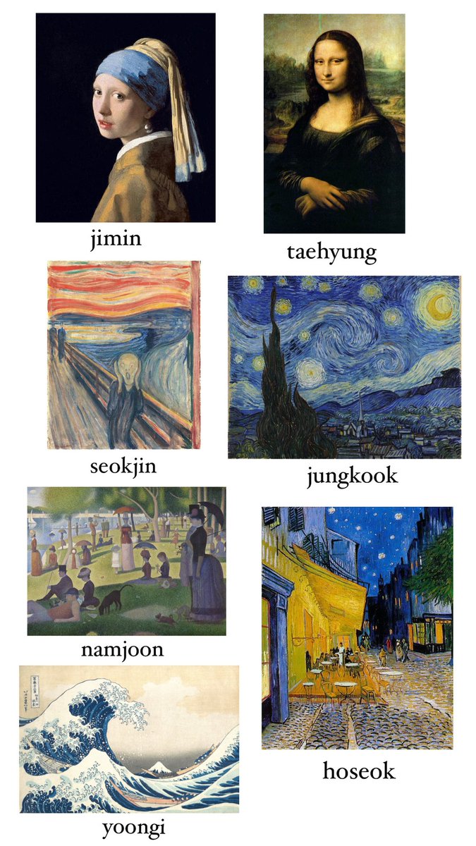 vminpinkie's tweet photo. bts but everyone is a world famous painting https://t.co/n0HHy10J8j