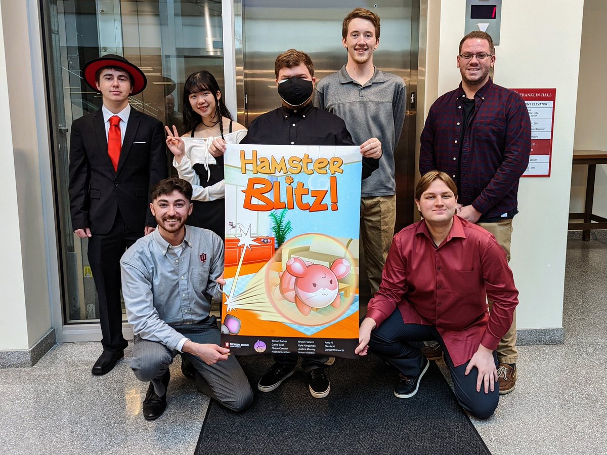 HamBlitzGame's tweet photo. Sorry we've been missing in action... The hamsters have been busy GRADUATING! Thanks so much to the IU Media School for the outstanding support and helping our team to make #Hamster𝗕𝗹𝗶𝘁𝘇 a reality. And thank YOU for continuing to support us! 🎓 https://t.co/Uryr58QRkW