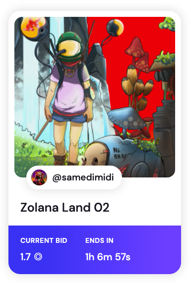 samedi_midi's tweet photo. “Zolana Land 02" has started! Many many many thanks to  @lawkid15 
for kicking start the auction! Have an amazing weekend  mate! Cheers! 🍻😻
left Bid 50 Minutes second

Zolana Land 03 
Reserve Price 1.5 Sol
02
https://t.co/qYhMsn2JUg
03
https://t.co/QglzZHPuIR

#SolanaNFT https://t.co/t02i39KBxb
