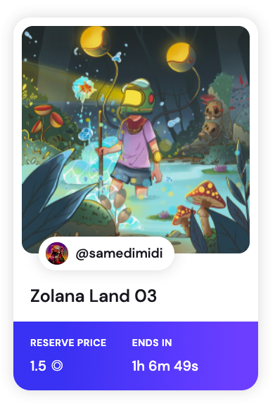 samedi_midi's tweet photo. “Zolana Land 02" has started! Many many many thanks to  @lawkid15 
for kicking start the auction! Have an amazing weekend  mate! Cheers! 🍻😻
left Bid 50 Minutes second

Zolana Land 03 
Reserve Price 1.5 Sol
02
https://t.co/qYhMsn2JUg
03
https://t.co/QglzZHPuIR

#SolanaNFT https://t.co/t02i39KBxb