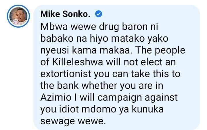 lexxboii's tweet photo. @MikeSonko ni nini ulienda kutafuta kwa mdomo ya wenyewe ndio uskie ikinuka sewage?? https://t.co/cEu2pJFC2V