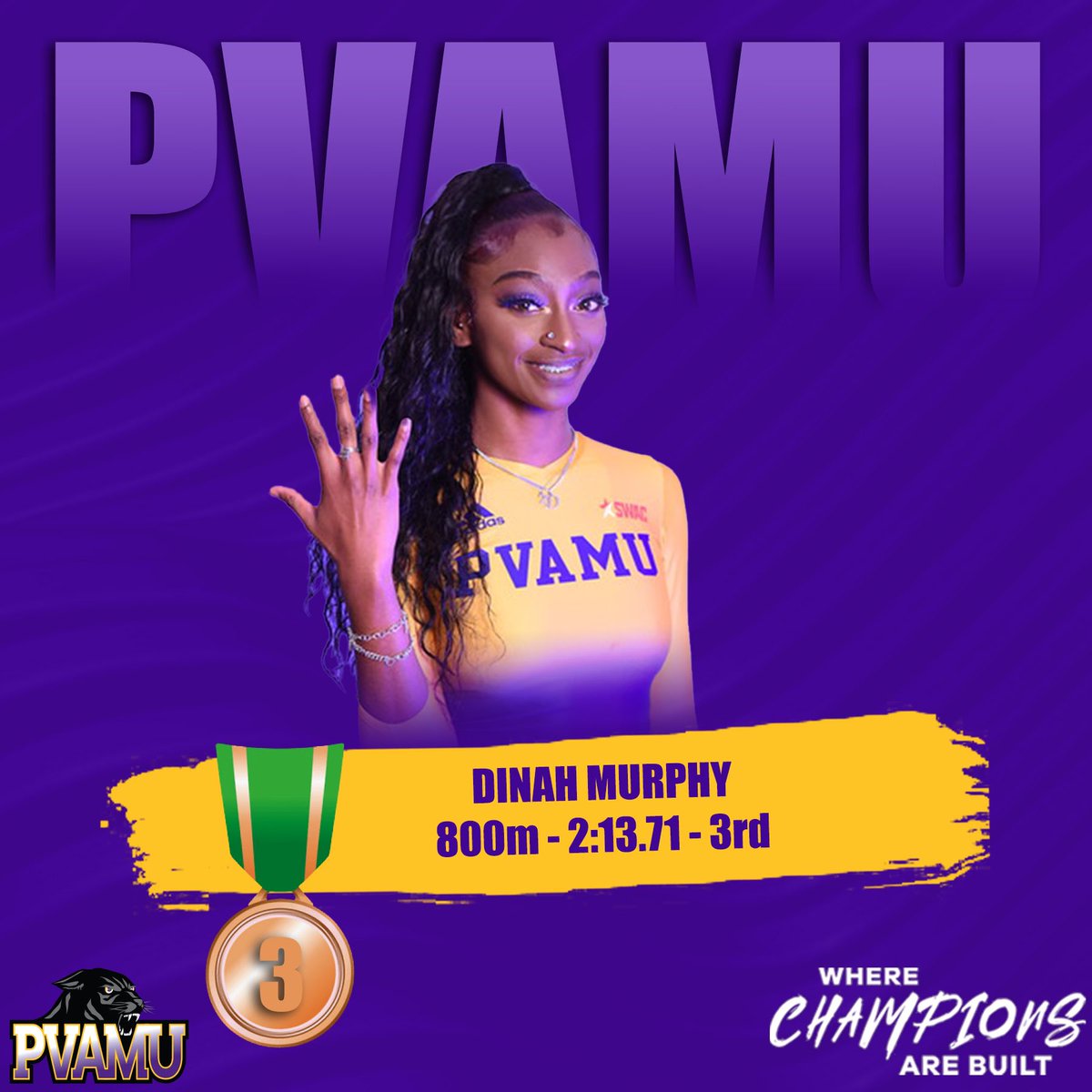 PVAMUPanthersTF's tweet photo. That's how you put on a ๐จ๐๐ค๐ฌ ๐ฅ
@TinkSway takes ๐ฅ in the 1500m run clocking in at 4:44.63. While placing ๐ฅ in the 800m run with a time of 2:13.71.
#pvamutf ๐จ https://t.co/lljiJImFZV