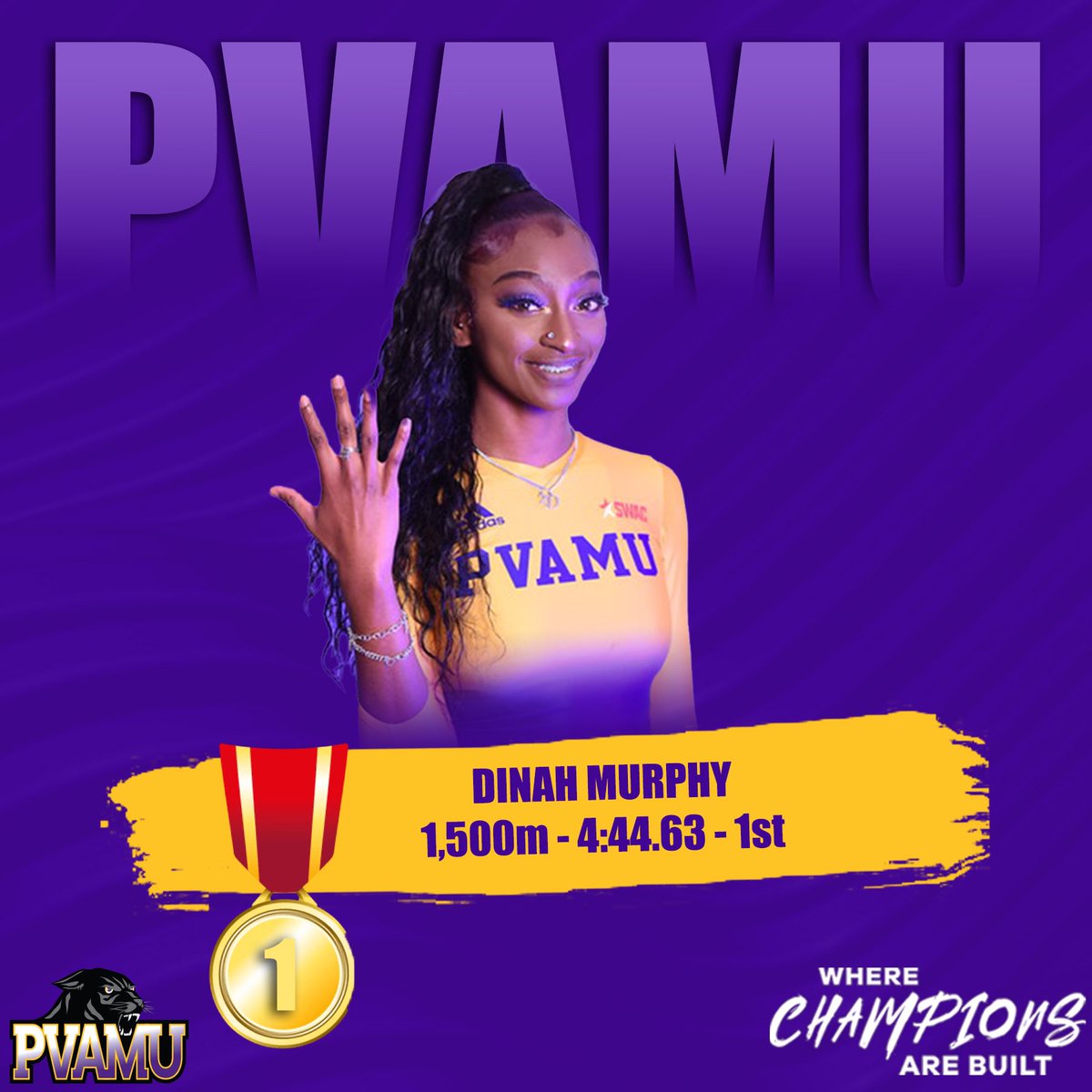 PVAMUPanthersTF's tweet photo. That's how you put on a ๐จ๐๐ค๐ฌ ๐ฅ
@TinkSway takes ๐ฅ in the 1500m run clocking in at 4:44.63. While placing ๐ฅ in the 800m run with a time of 2:13.71.
#pvamutf ๐จ https://t.co/lljiJImFZV