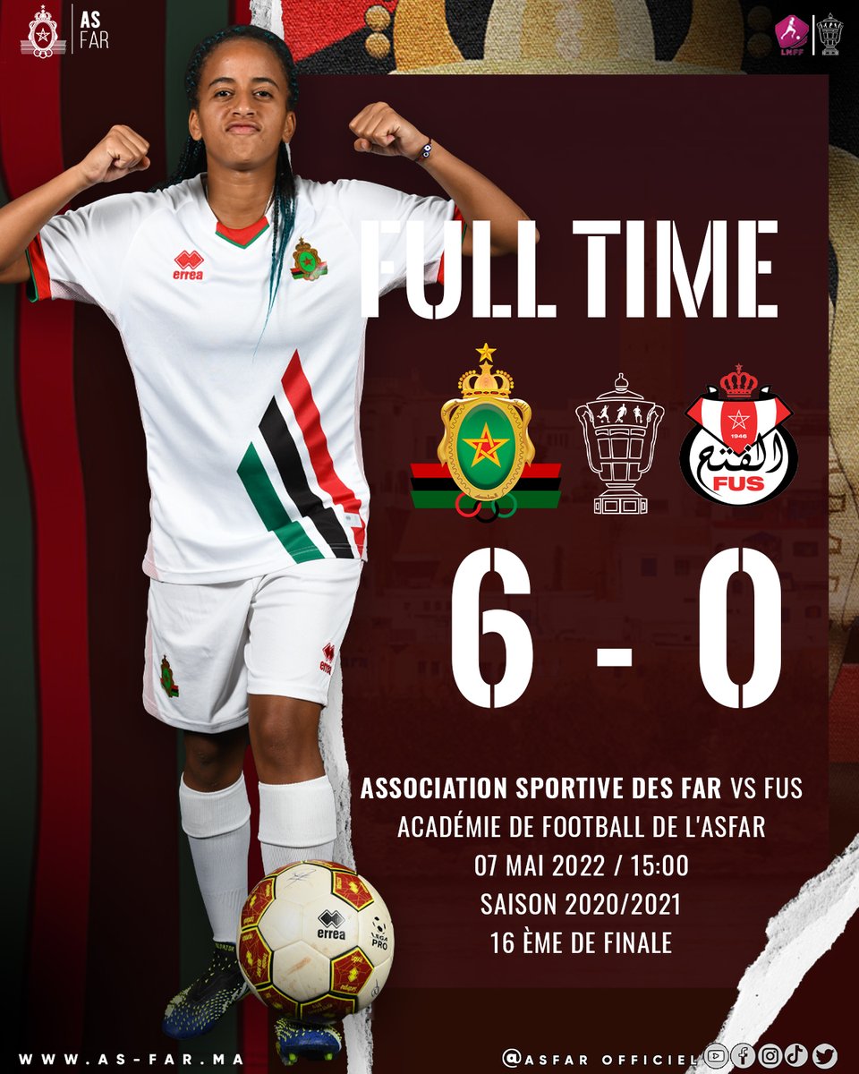 ASFAR_Officiel's tweet photo. 🟢⚫🔴
FULL TIME
ASFAR 6⃣🆚 0⃣ FUS
⚽ CHEBBAK ('13) (' 66)
⚽ JRAIDI ('15)
⚽ TAGNAOUT ('18)
⚽ BADRI (' 48)
⚽ BOUFTINI ('88)
#ASFAR_Officiel
#ASFAR_FUS
#Coupe_du_Trone
#FULL_TIME https://t.co/jiU7rS5isT