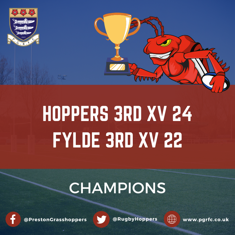 RugbyHoppers's tweet photo. They've done it! The 3rd XV are NOWIRUL Trophy champions after a pulsating 24-22 victory over Fylde!

What a way to finish the season! Well done lads and commiserations to the Fylde lads who put in a tremendous performance.

#GetIn #WeArePreston #UpTheHoppers #Champions https://t.co/FxvrNrOsQg
