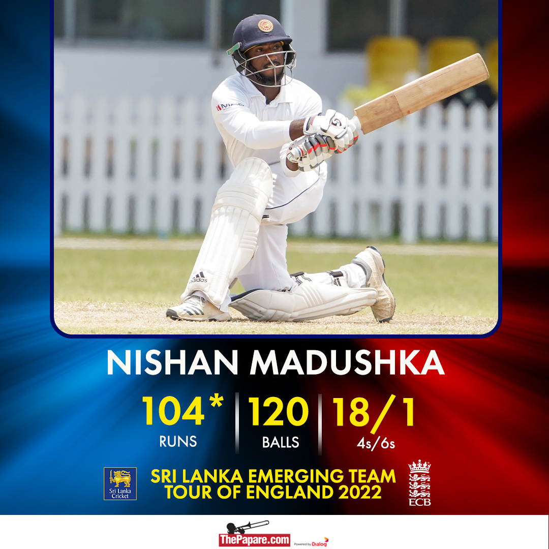 ThePapareSports's tweet photo. Nishan Madushka with an exceptional century in Sri Lanka’s strong reply with the bat 😍👏 #SLEvKENT 

More 👉 https://t.co/ZG1U0JUpG6 https://t.co/KEshE3ffzW