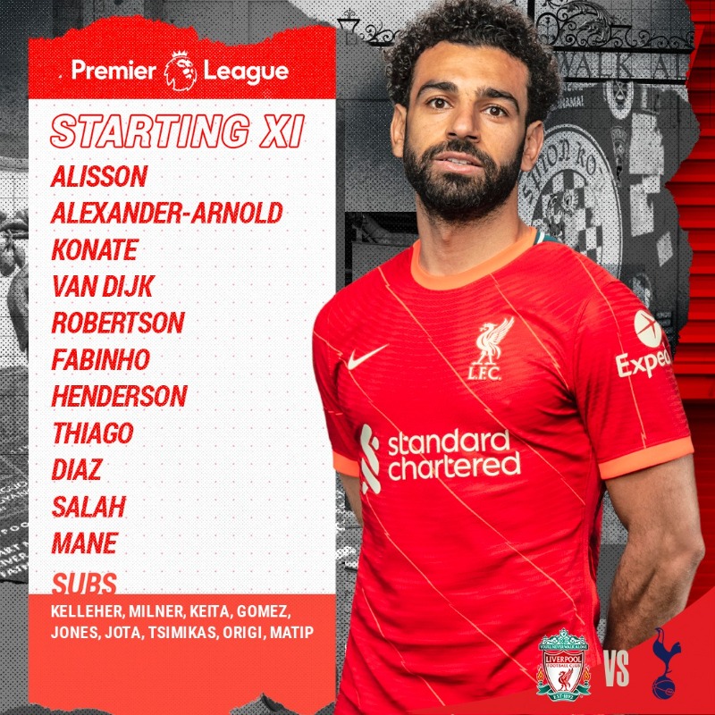 LFC's tweet photo. 🔴 TEAM NEWS 🔴

Here’s how we line up for #LIVTOT tonight! 👊