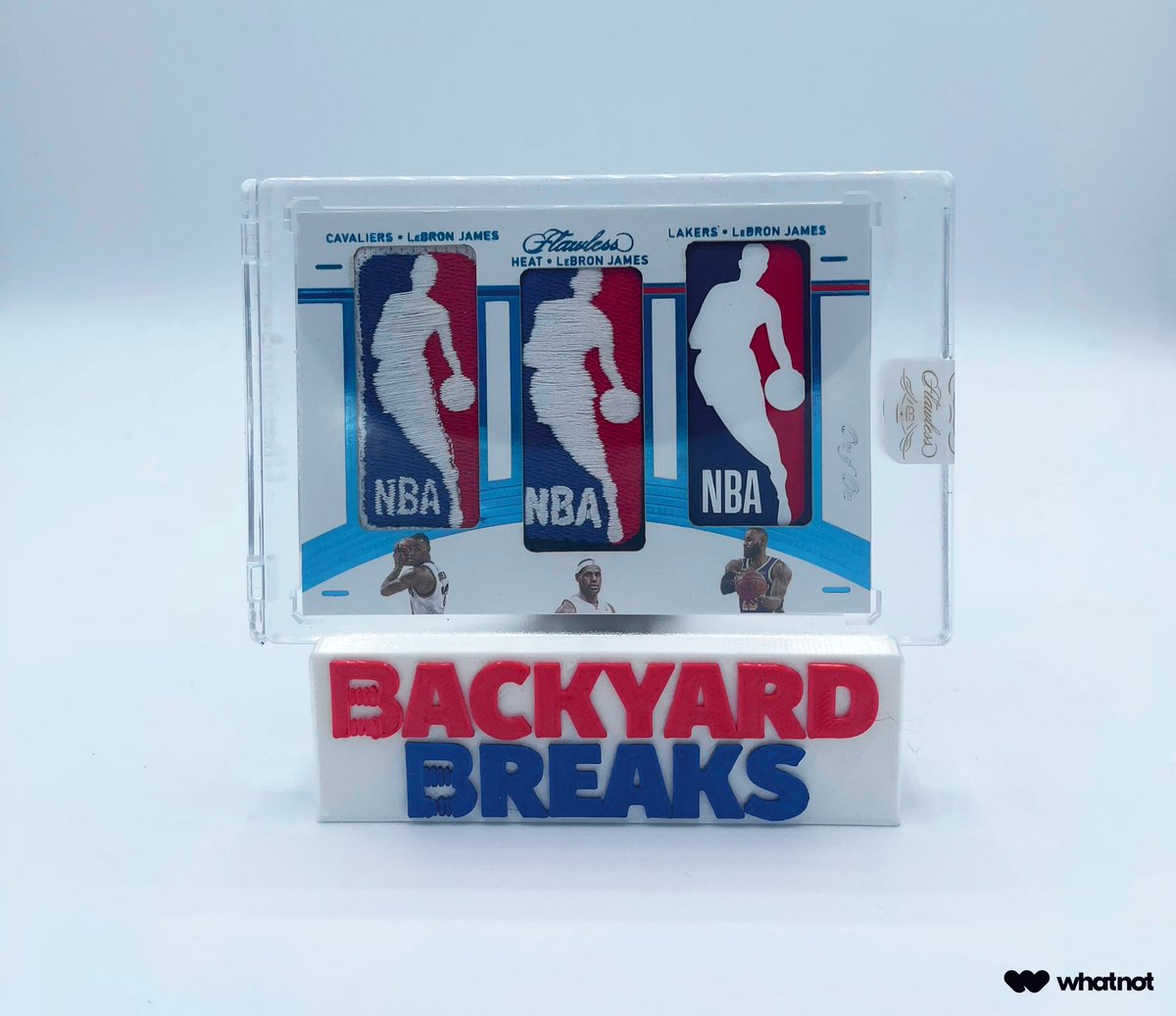 Whatnot's tweet photo. An unforgettable night in #TheHobby! 

@backyardbreaks_ pulled the @KingJames Triple Logoman live on Whatnot!  

Flawless Week continues tonight with @PapaMeagzz on the chase for more big cards 👀 https://t.co/BiU20PIaGI