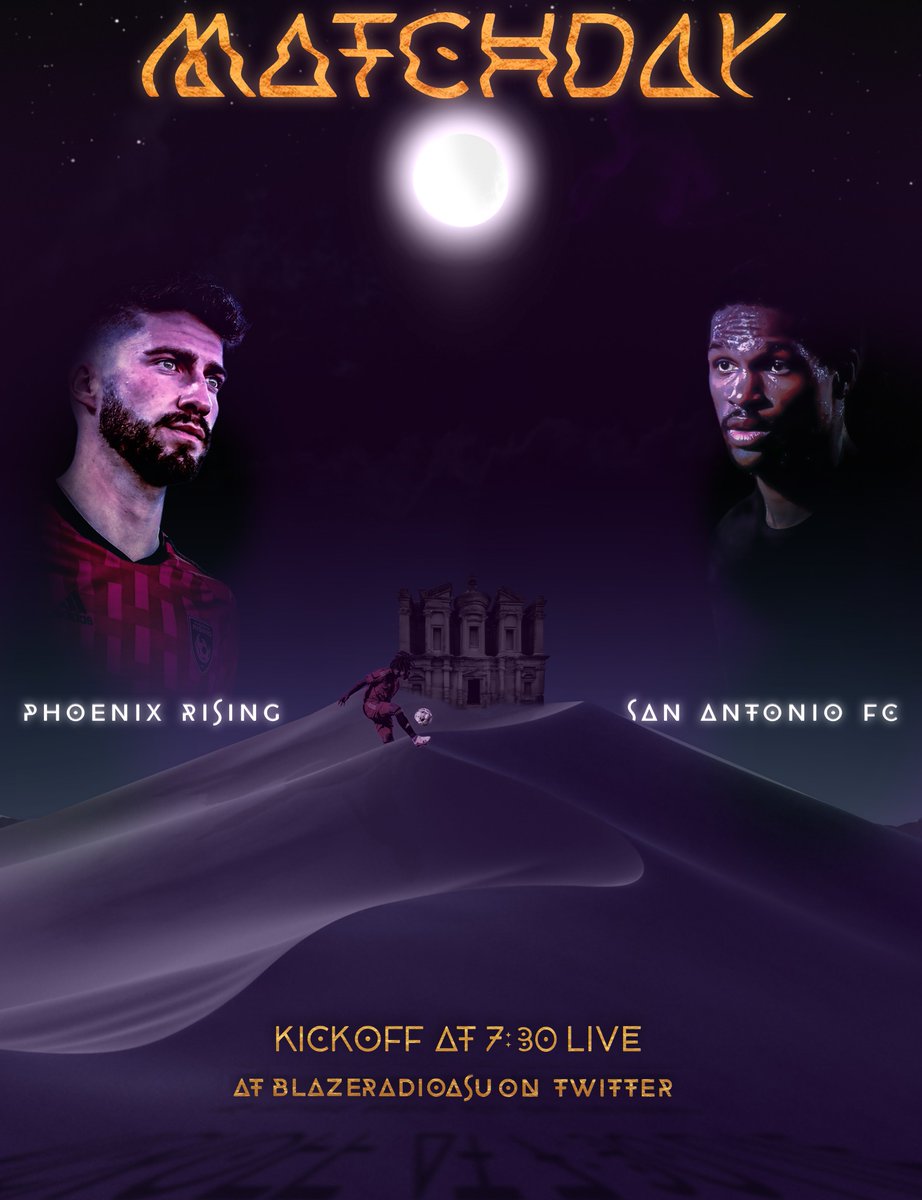BlazeRadioASU's tweet photo. โก๏ธ MATCHDAY ON BLAZE RADIO โก๏ธ
๐ฅ @PHXRisingFC ๐ @SanAntonioFC ๐ค
โฐ PREGAME- 7:10 PM PST
โฝ๏ธ KICKOFF- 7:30 PM PST
TUNE IN FOR THE BROADCAST LIVE FROM WILD HORSE PASS ON OUR TWITTER ๐
#USL | #PHXvsSA | #RisingAsOne https://t.co/ksr79OgMgl