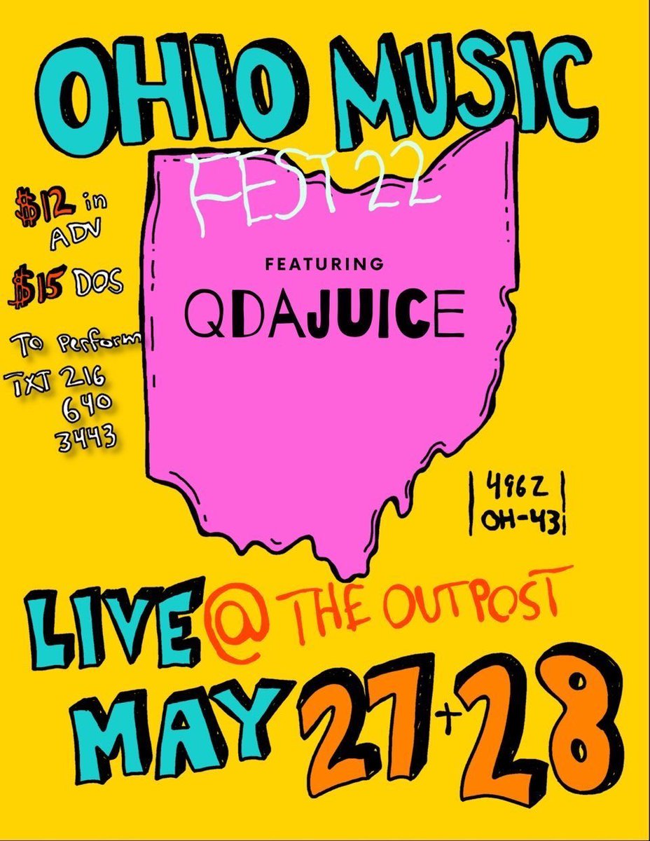 Qdajuice's tweet photo. Live at OHIO MUSIC FEST May 27th + 28th👹 a two day outdoor event🔥 at @TheOutpostKent
Get your tickets now and meet me outside🖤 #Qdajuice #QuincyBones #OMF #TIFY https://t.co/ccuFbBVAlu